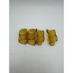 4 Acrylic Plastic Twist Napkin Rings Holder Thanksgiving Autumn Color Vtg Retro